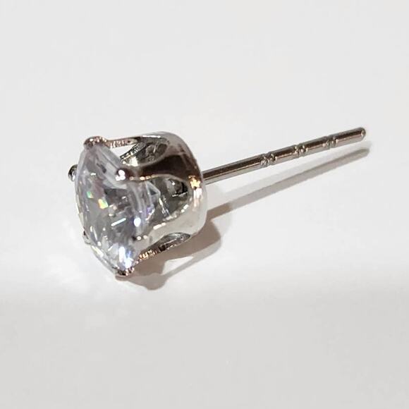 Silver Round Cut Brilliant Cubic Zirconia 2 CTW Stud Earrings - Picture 8 of 11